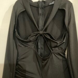 Fashion Nova Black Sheer Long Sleeve Jumpsuit